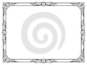 Calligraphy penmanship curly baroque frame black