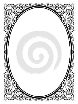 Calligraphy penmanship oval baroque frame black