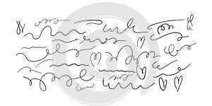 Calligraphy swoosh wavy line vector elements set