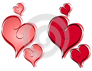 Calligraphy Valentine Hearts Clip Art