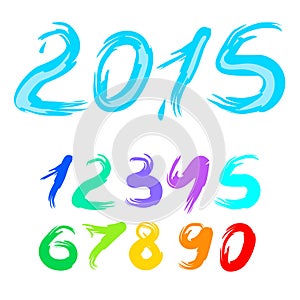 Calligraphy vector 2015 new year, set of digits