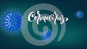 Calligraphy white text coronavirus. Covid-19 video motion for awareness or alert against disease spread, symptoms or