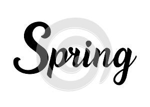 Calligraphy word Spring,inscription in black letters