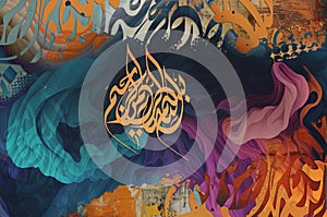 Calligraphy.A work of art,on multi-colored.. \