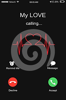 Calling my love, male or female receiving a call from his/her gi