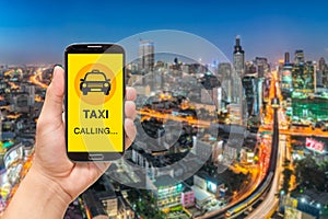 Calling Taxi message on a mobile phone screen