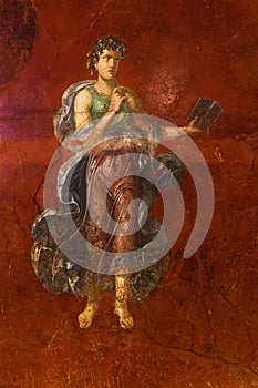 Calliope, Moregine fresco on display at Palestra, Pompeii, Italy