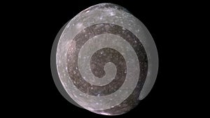 Callisto, second largest moon of Jupiter. Elements of this image were furnished by NASA