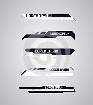 Callouts titles and frame in Sci- Fi style. Bar labels, info call box bars