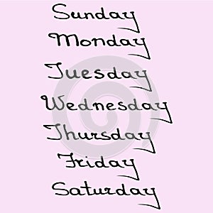 Callygraphic names of days of the week