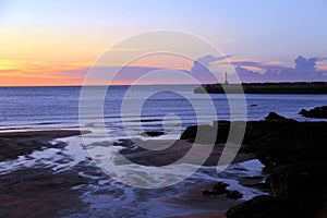 The calm beach and sunset scenery  of Taiwan`s north coast