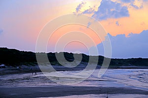 The calm beach and sunset scenery  of Taiwan`s north coast