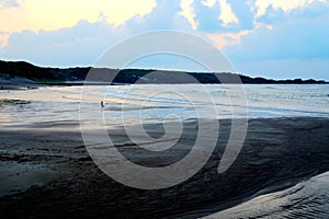 The calm beach and sunset scenery  of Taiwan`s north coast