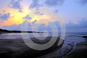 The calm beach and sunset scenery  of Taiwan`s north coast