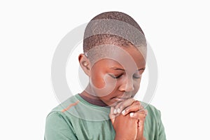 Calm boy praying