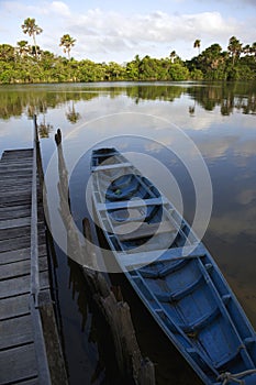 Calm Brazilian River Boat Dock Rural Brazil