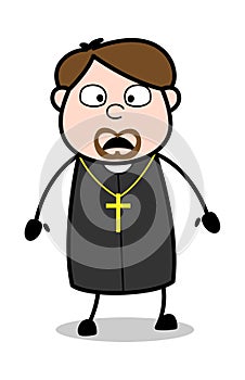 Calm - Cartoon Priest Religious Vector Illustration