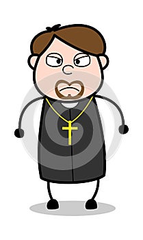 Calm - Cartoon Priest Religious Vector Illustration