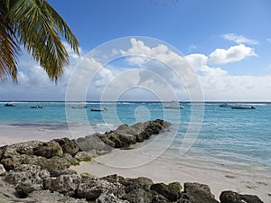 Calm day boats anchor Barbados