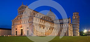 Calm evening on Il Campo dei Miracoli - The Field of Miracles in Pisa, Italy