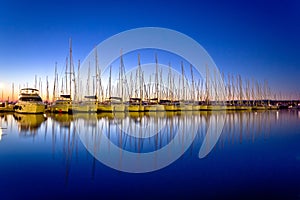 Calm evening in sailing harbor