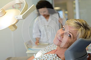 Calm female waiting for dentist