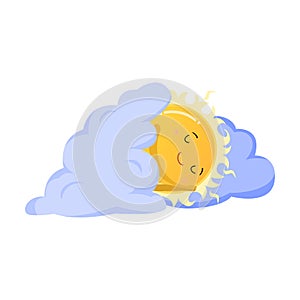 Calm happy sleeping in clouds sun vector illustration