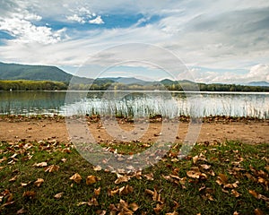 Calm lake in Banyoles photo