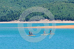 Calm lake, Lake Plastira.Adventures with 4x4 on passable dirt roads, cycling and hiking