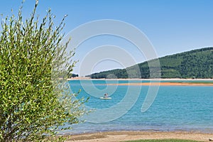 Calm lake, Lake Plastira.Adventures with 4x4 on passable dirt roads, cycling and hiking