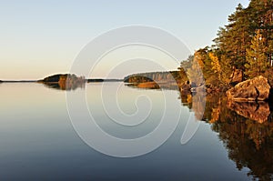 Calm lake reflection