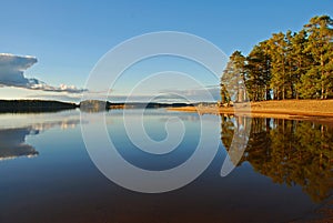 Calm lake reflection