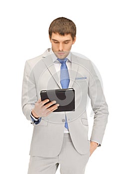 Calm man with tablet pc computer