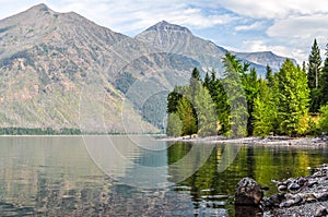 Calm Morning Along the Shores of Lake MacDonald in Glacier National Park