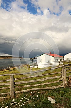 Calm morning at Estancia Harberton in Tierra del Fuego, Argentina. photo
