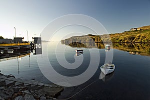 Calm morning in Tarbert Harbor, Isle of Harris, Outer Hebrides, Scotland photo