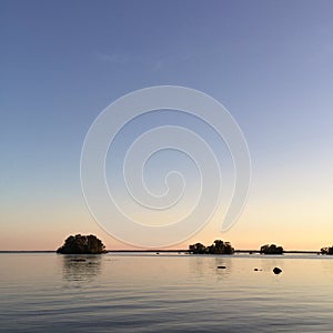 Calm night and water, Lake HjÃ¤lmaren, Sweden.