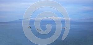 Calm Ocean Vast Seascape with Island in Background