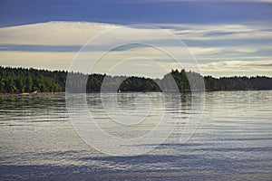 Calm ocean view from the Ladysmith bay in Vancouver Island, Canada