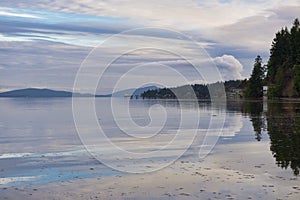 Calm ocean view from the Ladysmith bay in Vancouver Island, Canada