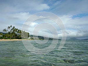 Calm ocean waters of Kahala Beach photo