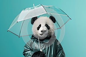 Calm panda ready for autumn weather.