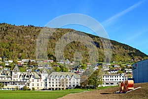 Calm and peaceful landscape of small town Voss in the middle of Fjord Norway