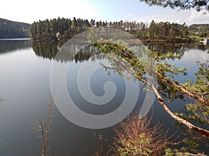 Calm quiet morning at slapy dam in czech