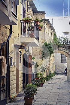 The calm and romantic alley in Bari