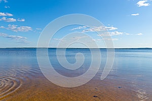 A calm scene on Lake Drivyaty in Braslav, Belarus