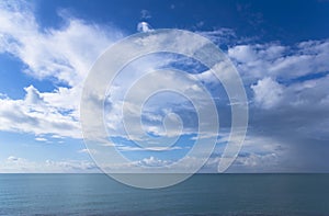 Calm sea background - concept with copy space - Mediterranean sea with cloudy sky