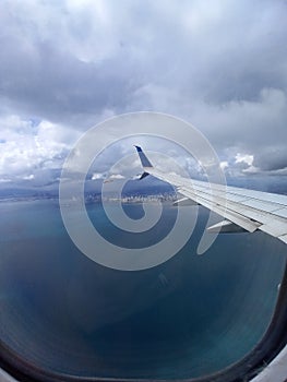 Calm in the sky from the airplane window