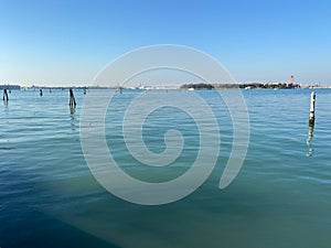 calm water of Venetian Lagoon near Lido di Venezia photo