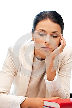 Calm woman with book